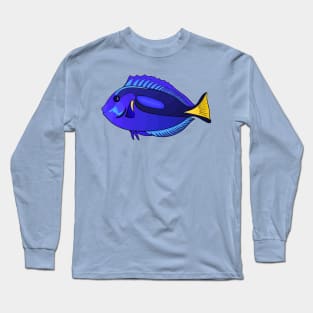 Blue tang fish cartoon illustration Long Sleeve T-Shirt